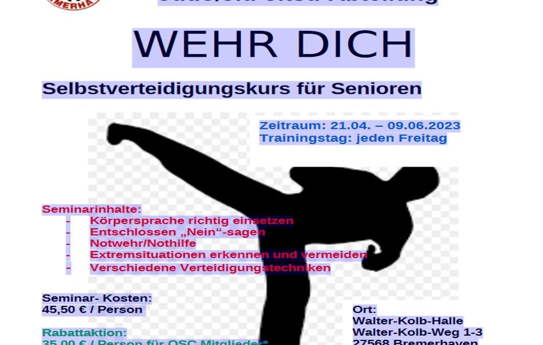 Neuer Selbstverteidigungskursus für Senioren